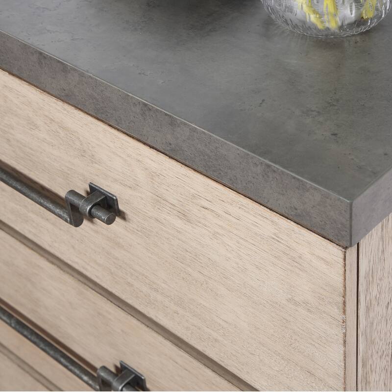 Roundhill Furniture Arbela Wood 3-Drawer Combo Dresser with Mirror, Weathered Oak Finish