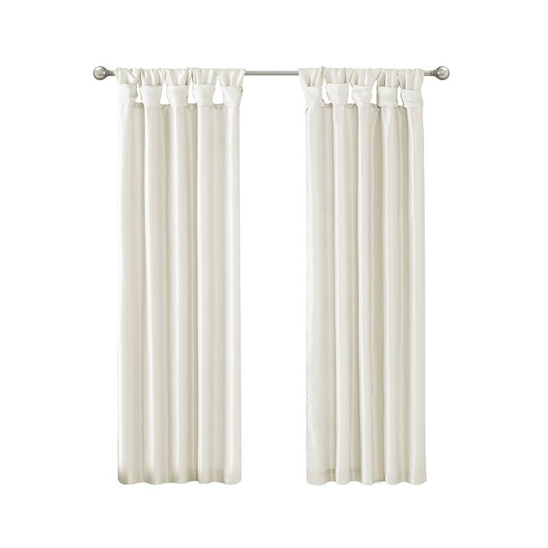 Twist Tab Lined Window Curtain Panel Pair White 2-PK