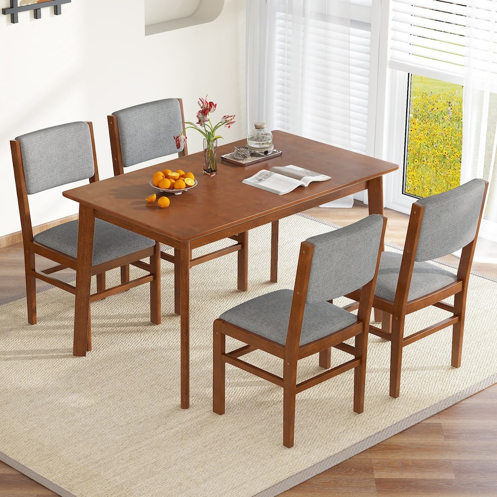 Rectangular Wooden Table with 4 Upholstered Chairs by Harper&Bright Designs