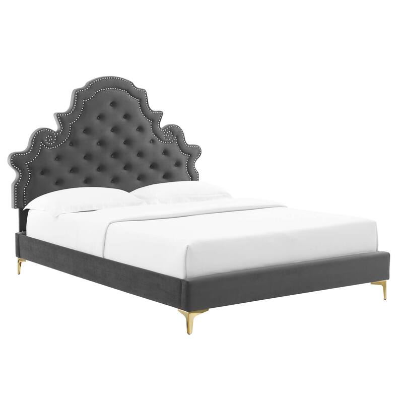 Gwyneth Tufted Performance Velvet Full Platform Bed