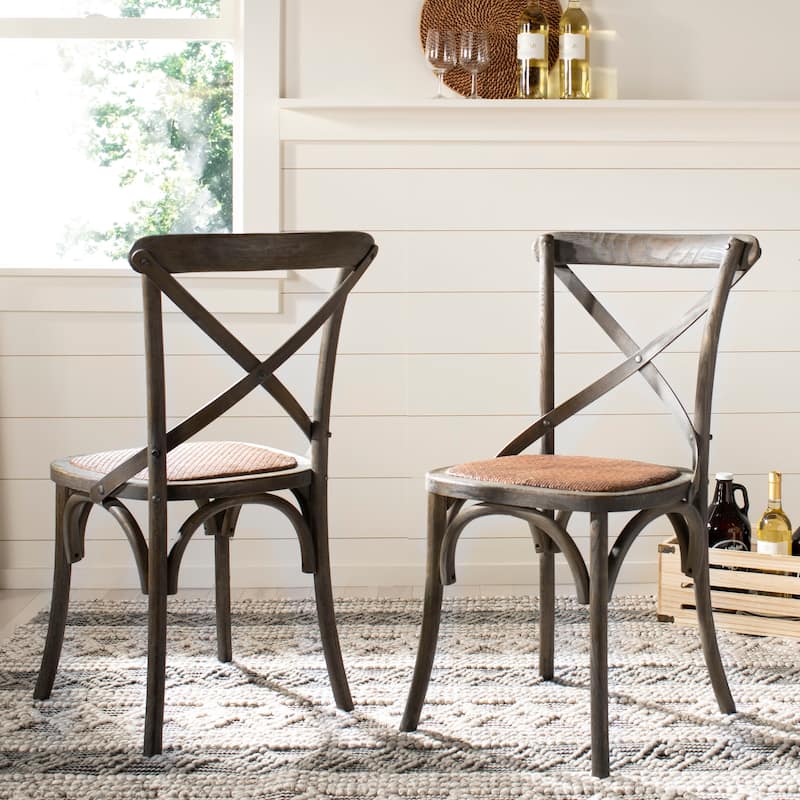 SAFAVIEH Zalya x-Back Antique White Dining Chair (Set of 2) - 20"Wx21"Dx35"H - Weathered Grey
