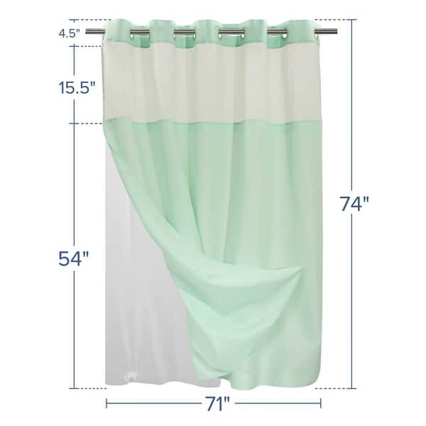 dimension image slide 12 of 19, No Hook Slub Linen Texture Shower Curtain with PEVA Snap-in Liner