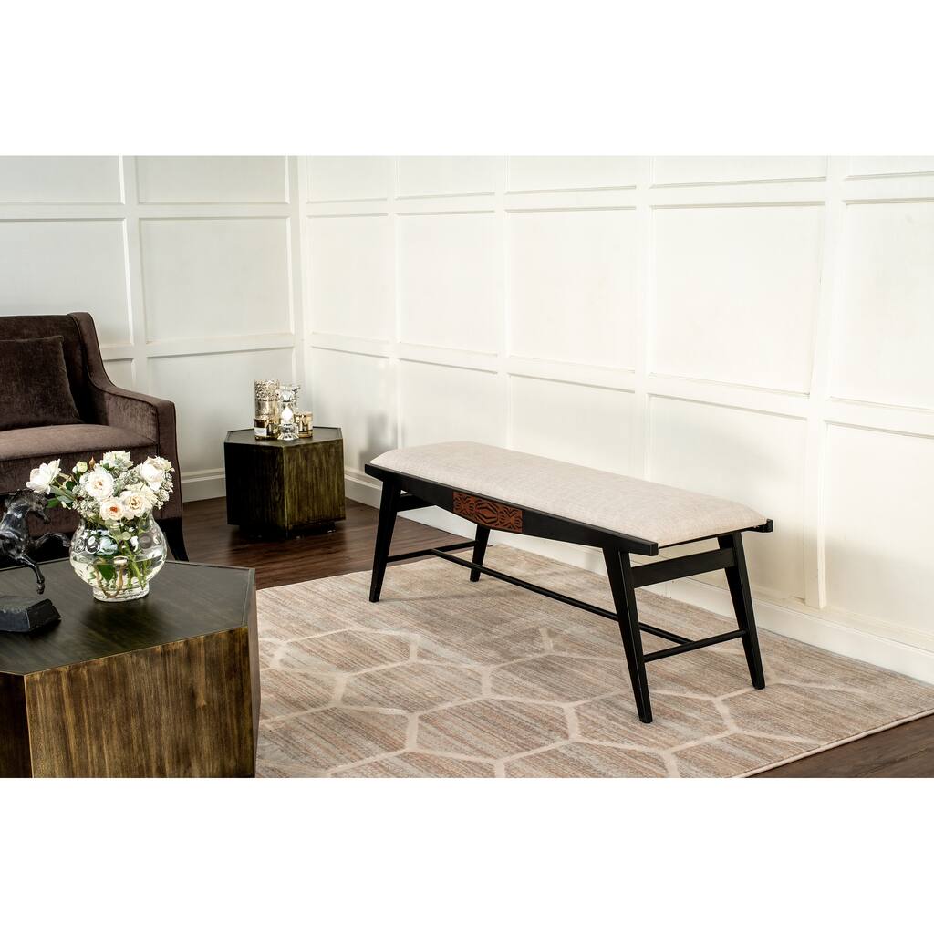 Mersin Dark Walnut Bench 20 in. H × 16.5 in. W × 52 in. D - 52"L x 16.5"W x 20"H
