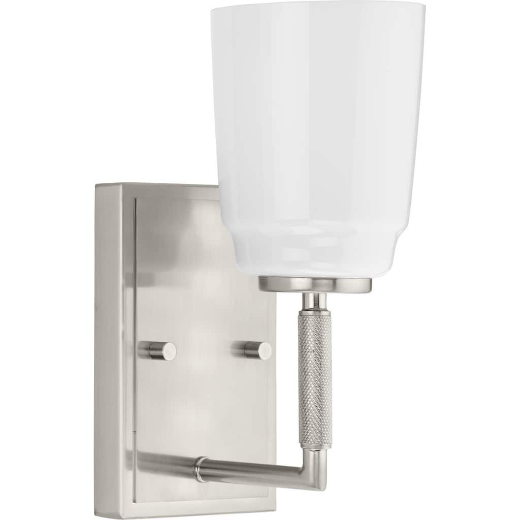 Spenser Collection One-Light Brushed Nickel Industrial Vanity Light - 4.5 in x 5.75 in x 10.62 in