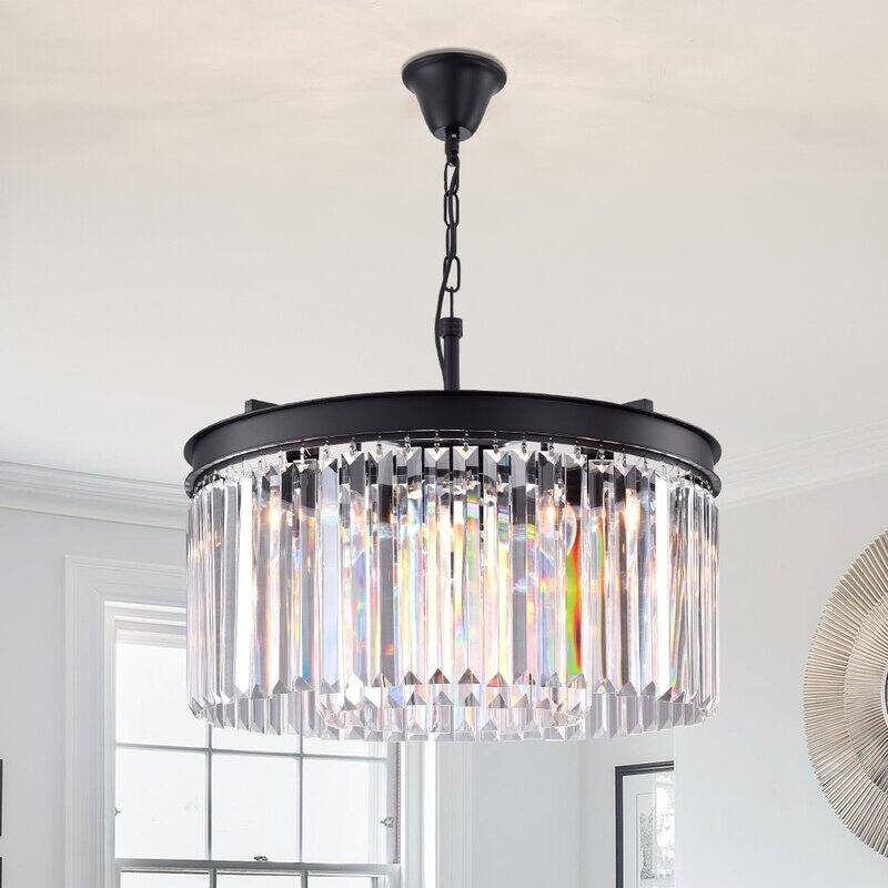 Maxax 5 - Light Unique/Statement Drum Chandelier with Crystal Accents