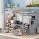 preview thumbnail 1 of 6, Gray Full over Full Size Bunk with Staircase, Down Bed Convertible to Seats and Table Set