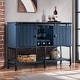 preview thumbnail 1 of 10, 52 inch Wine Cabinet with Barn Door & Adjustable Shelves - 52" W x 38" D x 15.5" H Blue