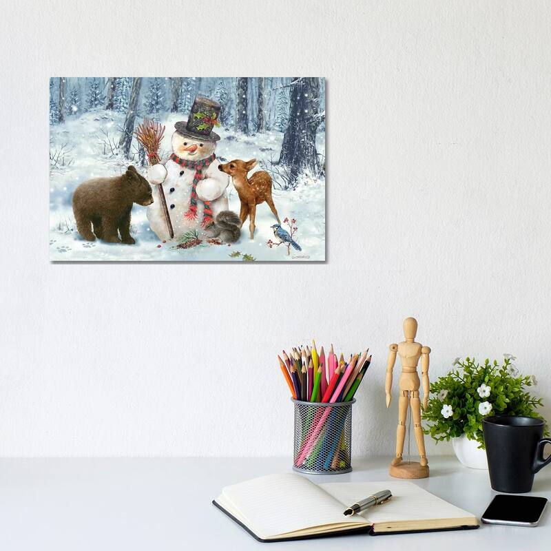 iCanvas "Woodland Snowman" by Giordano Studios Canvas Print - 8x12x0.75