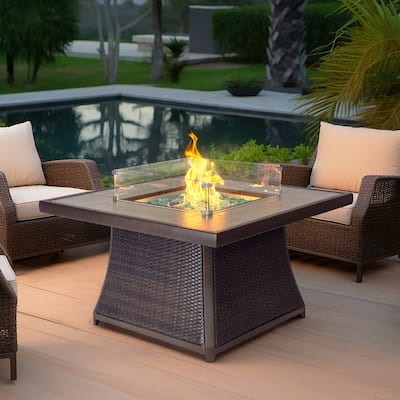 Kinger Home Elio Rattan 42" Propane Gas Fire Pit Table CSA Certified
