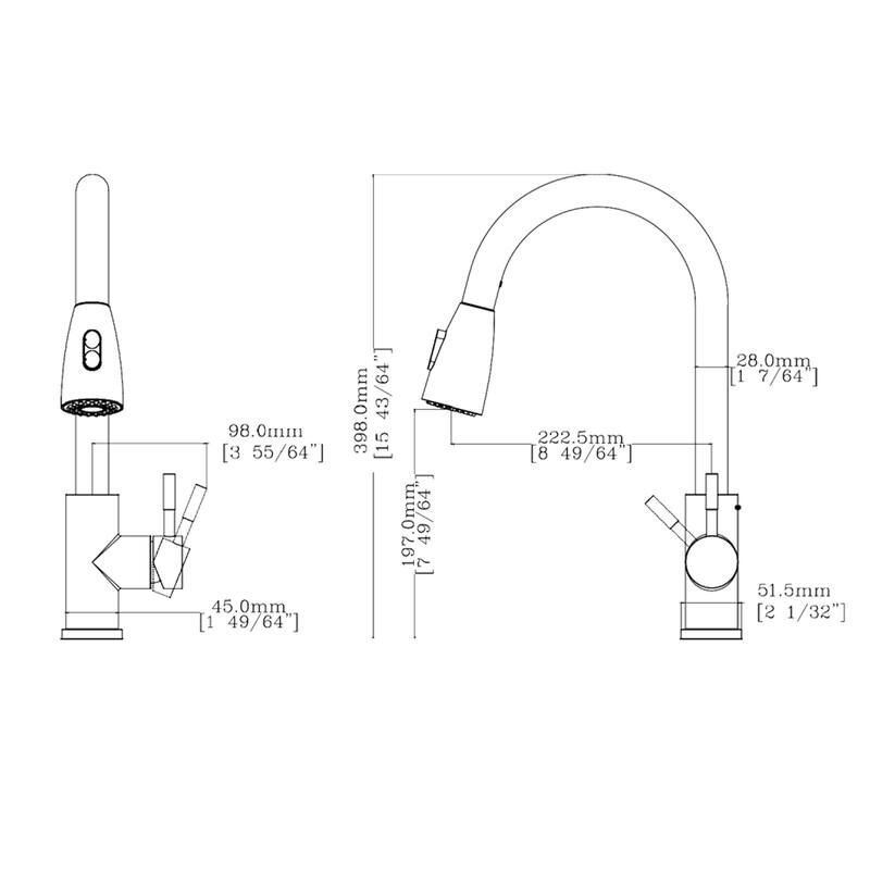 Topcraft Stainless Steel Pull Down kitchen Sink Faucet