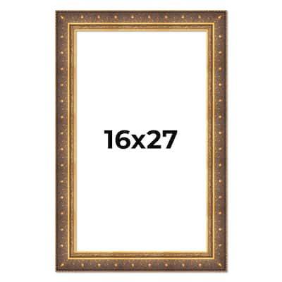 16x27 Frame Vintage Gold Solid Wood Picture Frame | 2.5 Inch Moulding