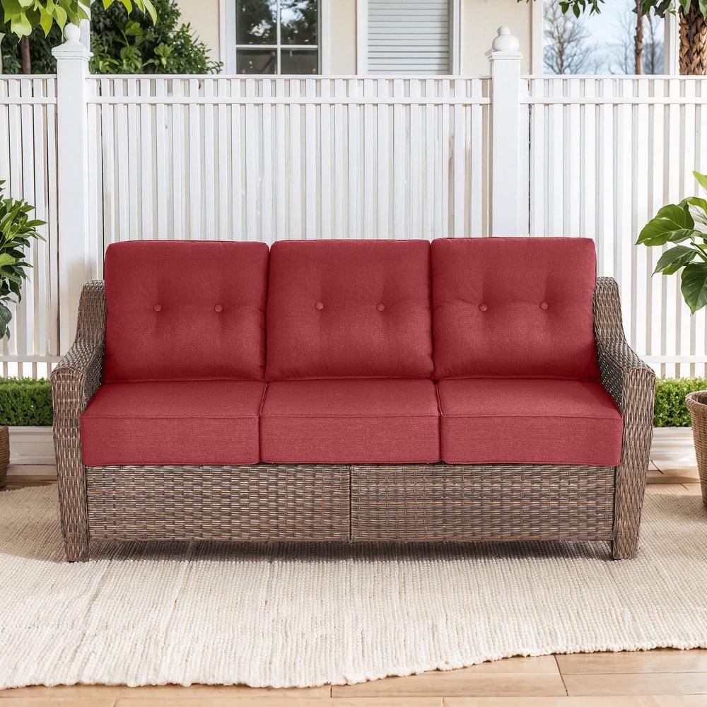 Pocassy Wicker Sofa Chair Set for Garden