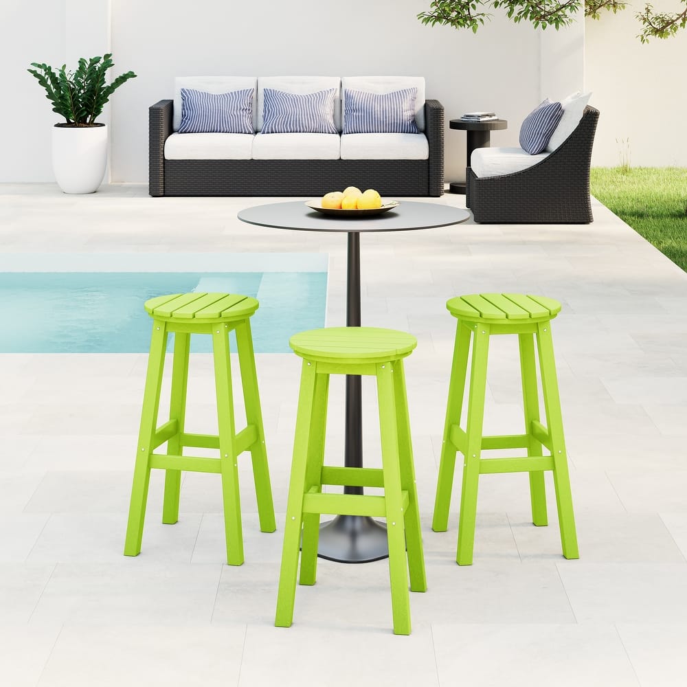 Laguna Hdpe All Weather Outdoor Patio 29" Round Bar Stool (Set Of 3)