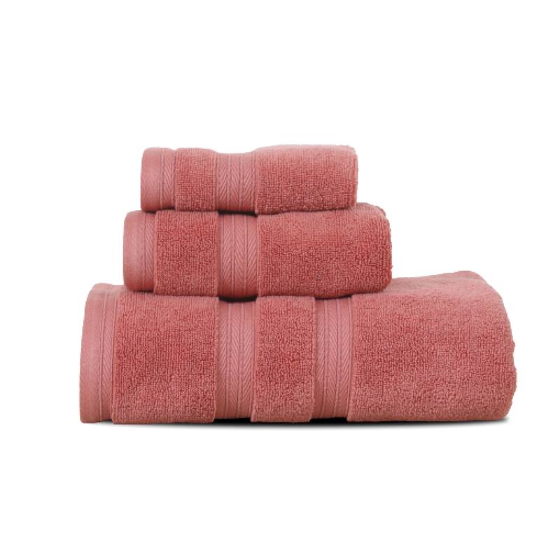 Home Weavers Elegance Essentials 550GSM Cotton Zero Twist Super Absorbent Bath Towel Set of 3 - Coral - 27"x54", 16"x24", 13"x13"