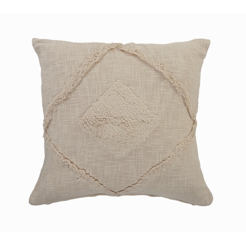 Sevita Solid Decorative Double Diamond Cotton Throw Pillow