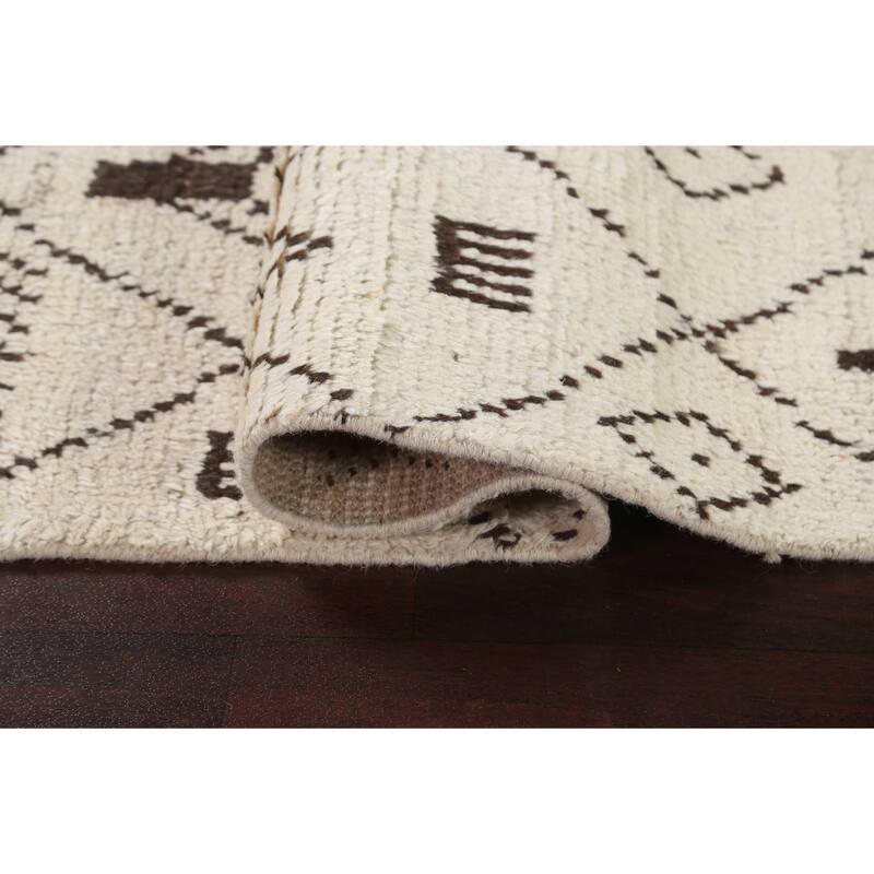 Trellis Tribal Moroccan Oriental Runner Rug Hand-knotted Wool Carpet - 2'6" x 10'8"