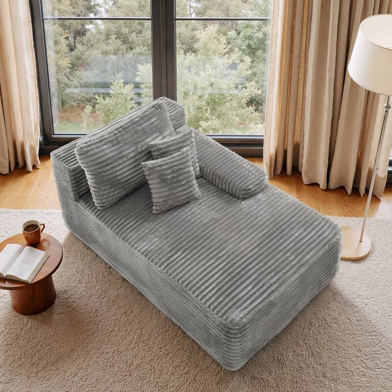 Cathy 41" W No Assembly Required Chaise Lounge - Right Facing - Light Grey