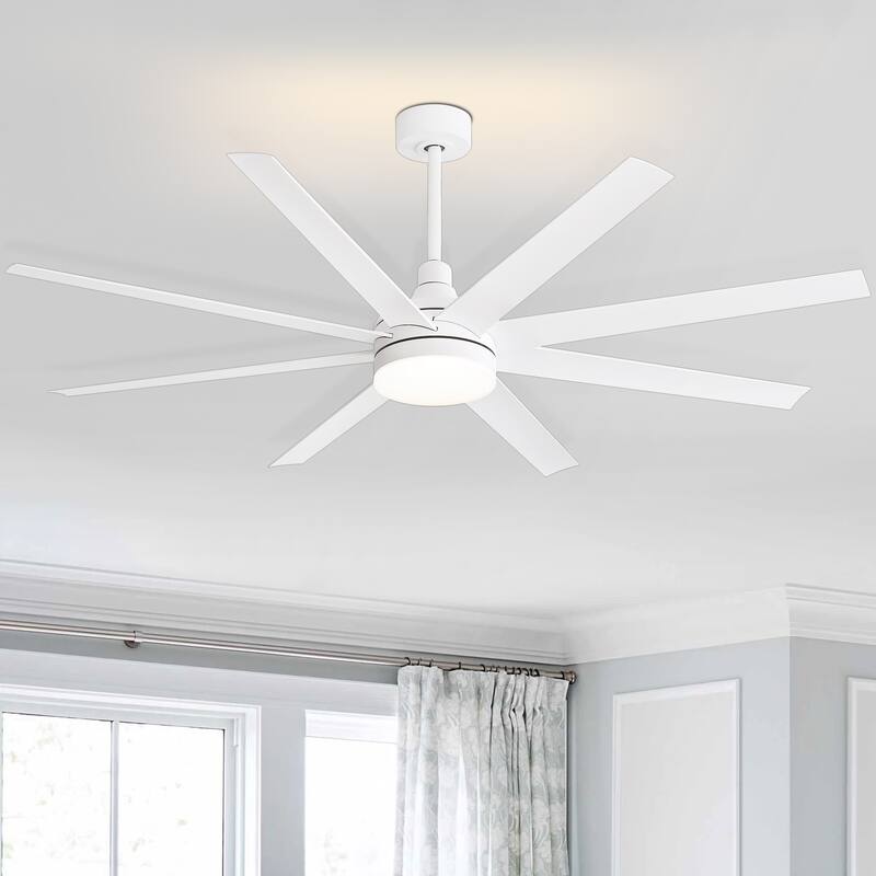 65" Gold LED Ceiling Fan with Light Remote-8 Blade - 65 Inch