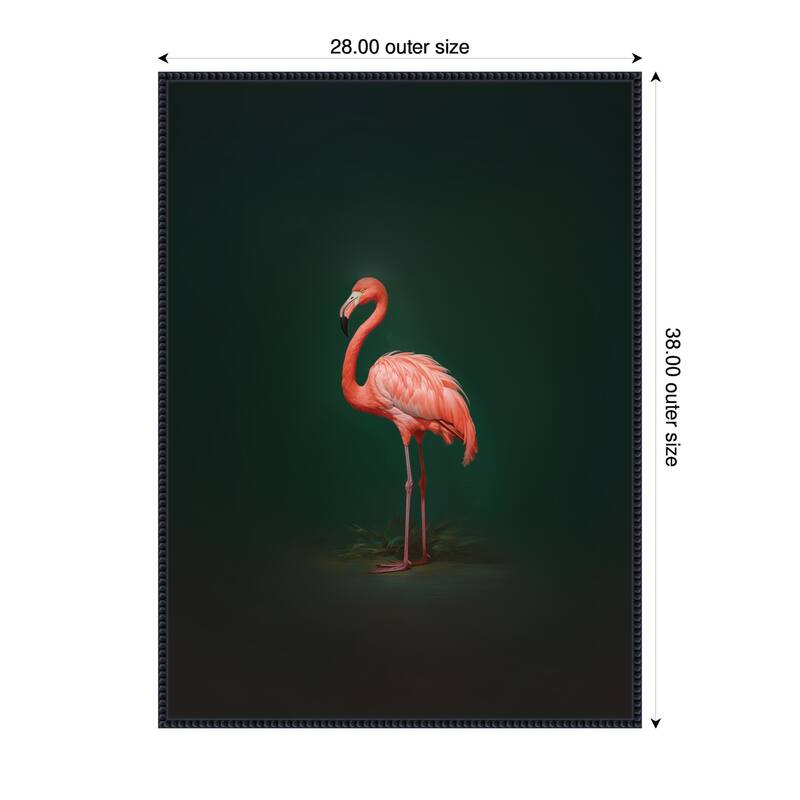 Kate and Laurel Flamingo Side View Rich Green Backdrop by The Creative Bunch Studio Framed Canvas Wall Art Print