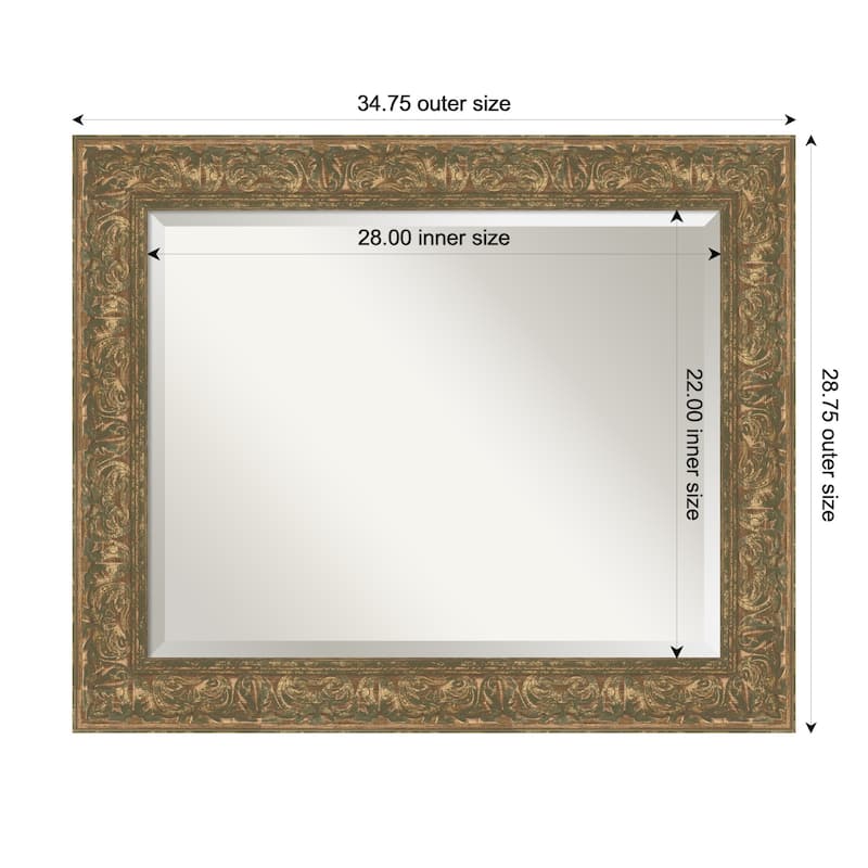 Luxe Beveled Framed Bathroom Vanity Wall Mirror - 35 x 29 in - Luxe Bronze Gold