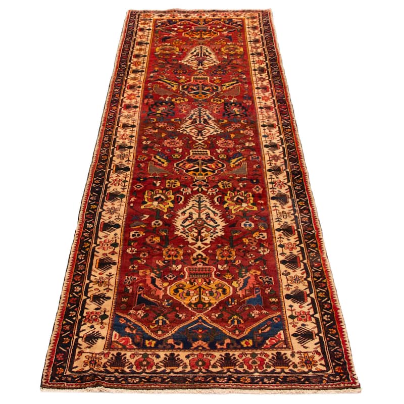 ECARPETGALLERY Hand-knotted Kayseri Dark Red Wool Rug - 3'9 x 13'1