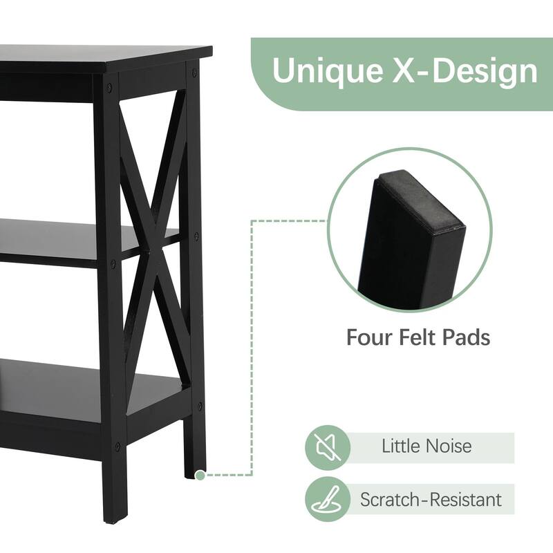 VECELO Modern Nightstand with 3-tier Storage Shelves