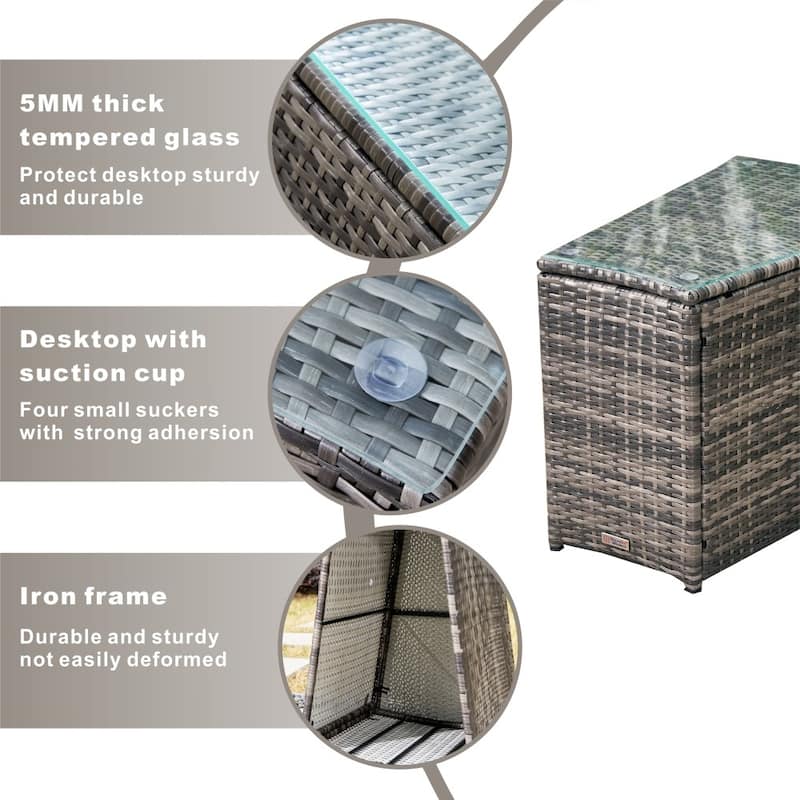 Modern 6-piece Outdoor Iron Rattan Conversation Sofa Set with Aluminum Fire Pit Table