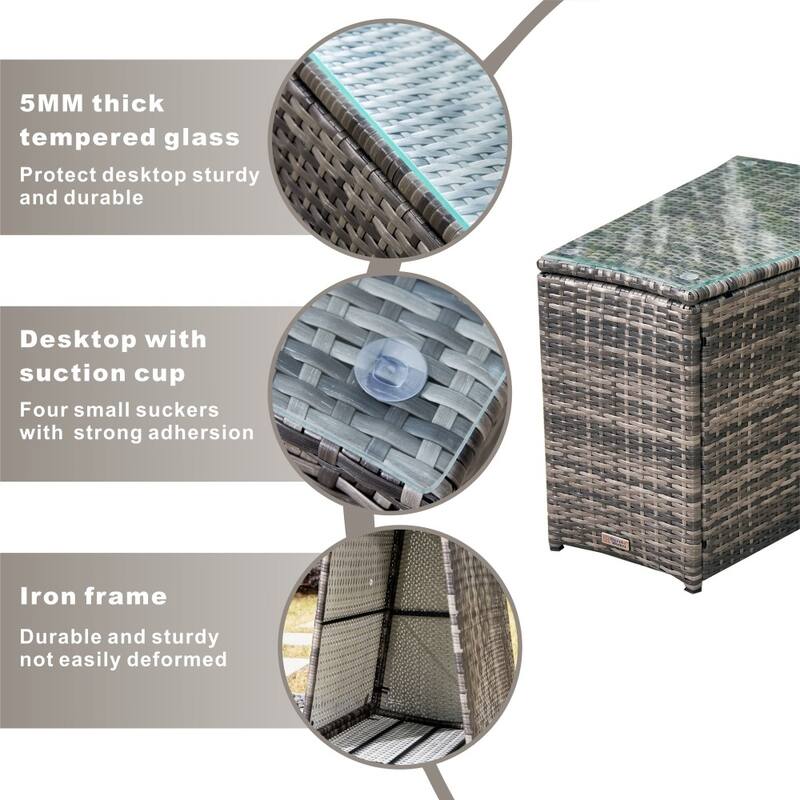 Modern 9-piece Patio Iron Wicker Conversation Sofa with Premium Aluminum Fire Pit Table