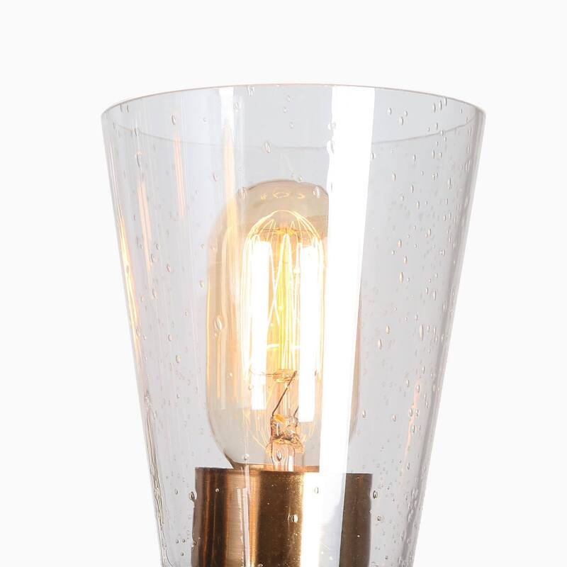 Ivelle Modern 5-Light Black Gold Wheel Chandelier Seeded Glass Pendant Lights for Dining Room - 22 “