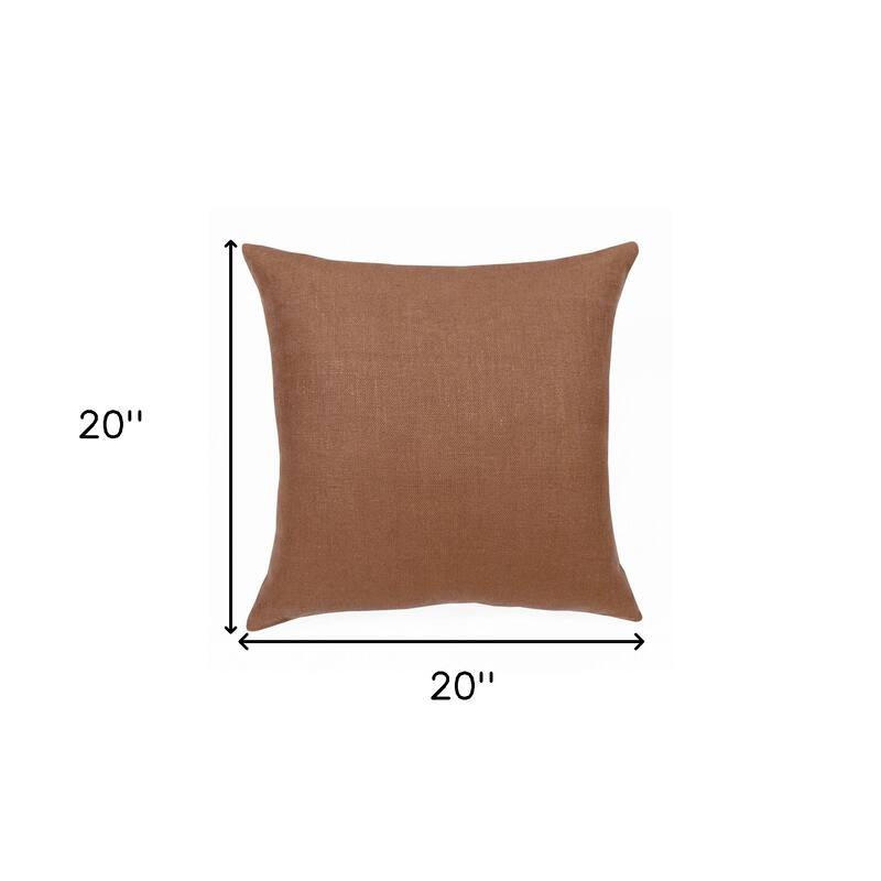 HomeRoots 20" X 20" Brown Linen Zippered Pillow