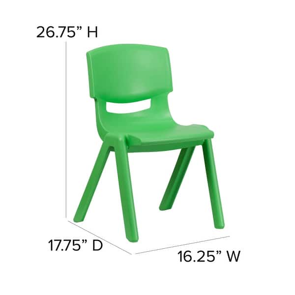dimension image slide 0 of 2, 2 Pack Plastic Stackable School Chair with 15.5"H Seat