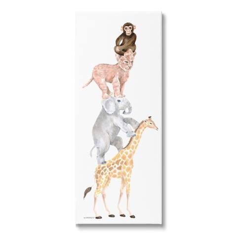 Stupell Industries Cute Stacked Jungle Savanna Animals Wildlife Standing Canvas Wall Art, Design by Dishique
