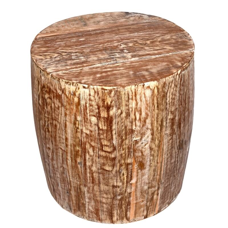 Reclaimed Wood round Drum Barrel shaped 18 inch Side table, Accent Table, End Table or Plant Stand.