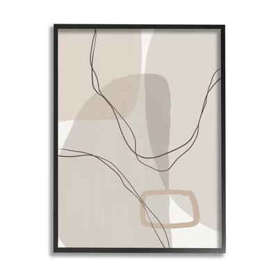 Stupell Abstract Layered Shapes Brown Tan Modern Arrangement Framed Wall Art - Grey