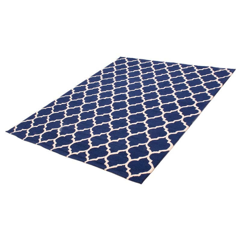 ECARPETGALLERY Hand Tufted Timeless Navy Wool Rug - 7'7 x 9'4