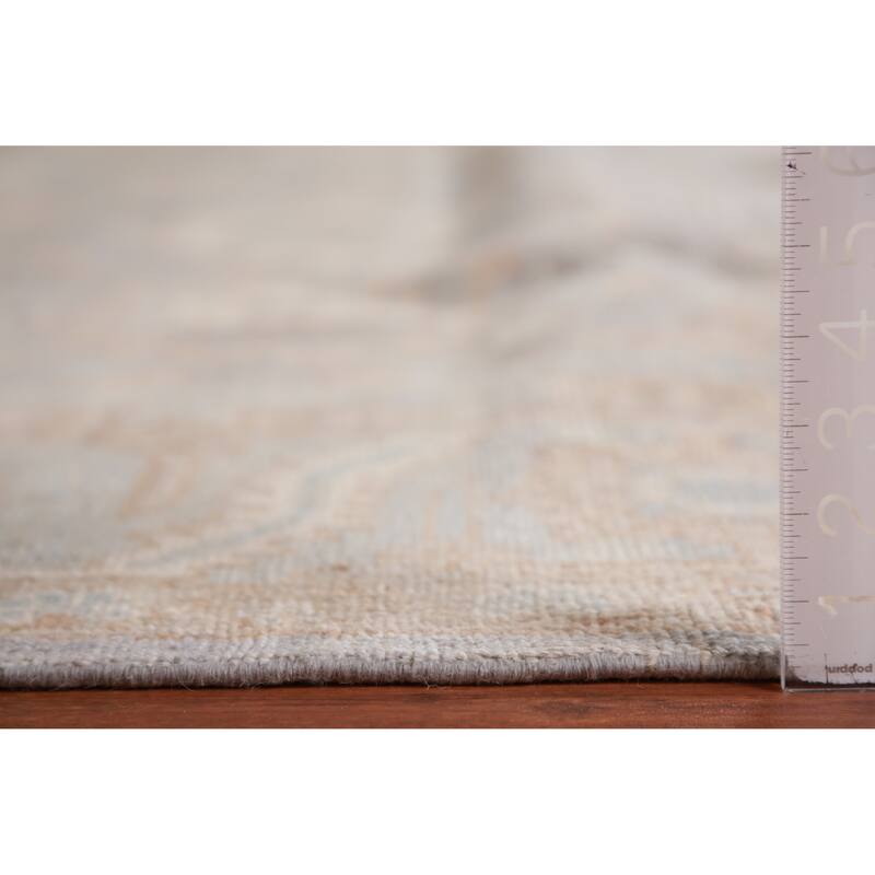 Hand Knotted Oriental 100% Wool Carpet Transitional All-Over Greys & Charcoal Oushak Area Rug - 14' 0'' X 10' 1''