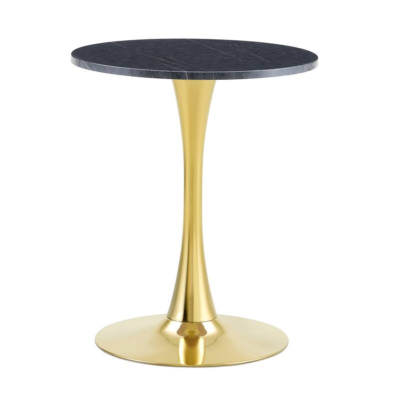 Round Thickened Table Top Coffee Table, Metal Pedestal Side Table Modern Bistro Table