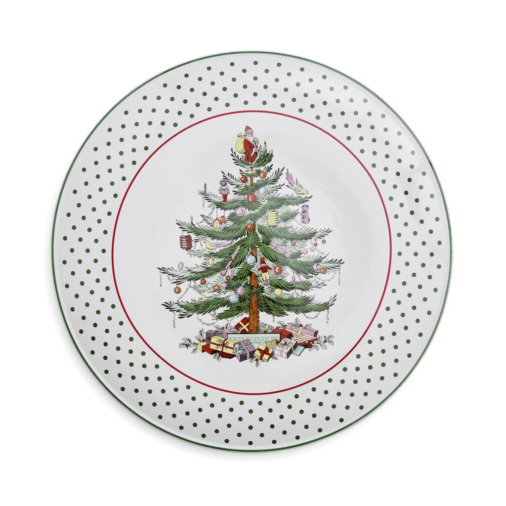Spode Christmas Tree Polka Dot Cake Plate