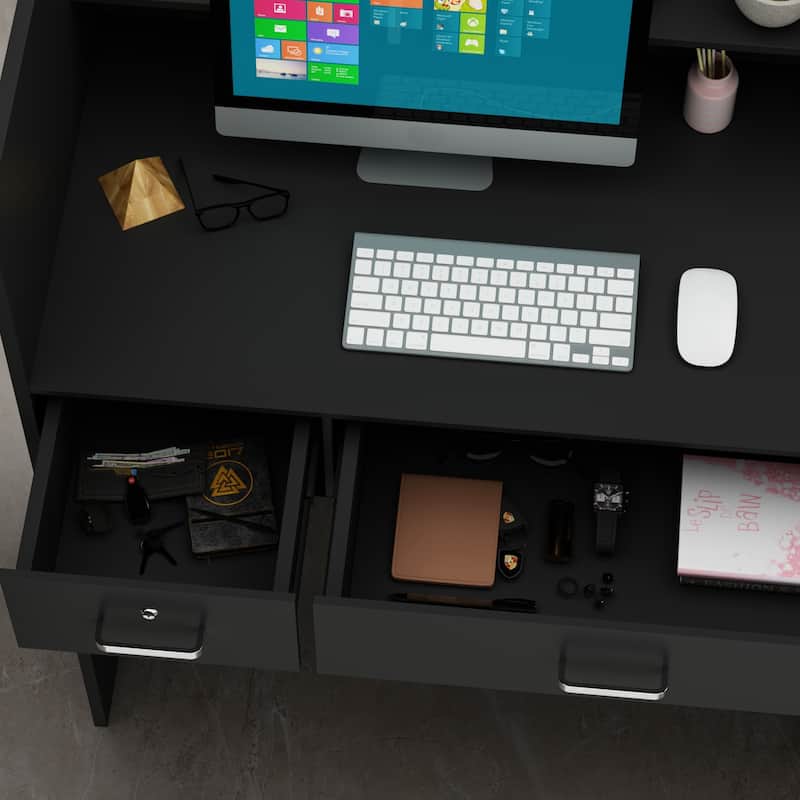 Kerrogee 47.2"L Reception Counter Desk with Lockable Drawers Table