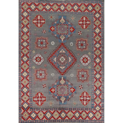 Hand Knotted Oriental 100% Wool Carpet Traditional Medallion Greys & Charcoal Kazak Area Rug - 10' 6'' X 7' 11''