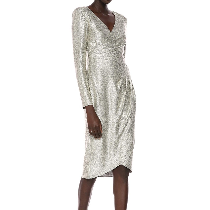 adrianna papell faux wrap dress