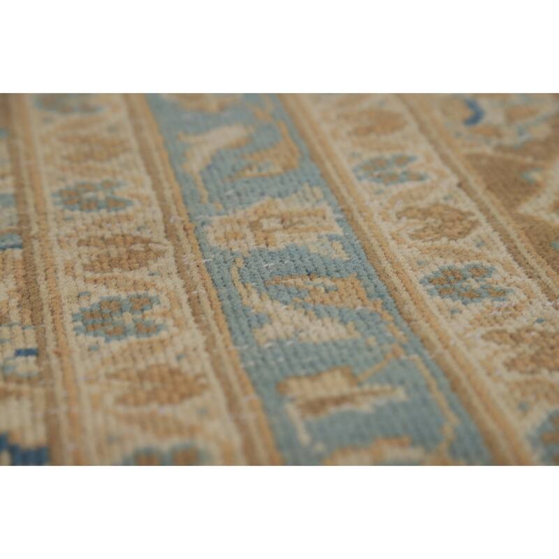 Traditional Mashad Persian Area Rug Handmade Floral Wool Carpet - 9'7" x 12'9"