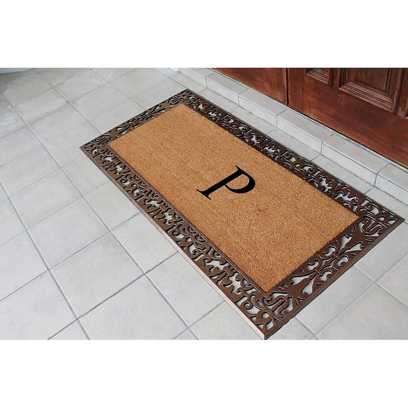 A1HC Natural Coir Monogrammed Door Mat For Front Door, 30"X60", Anti-Shed Treated Durable Doormat for Outdoor Entrance