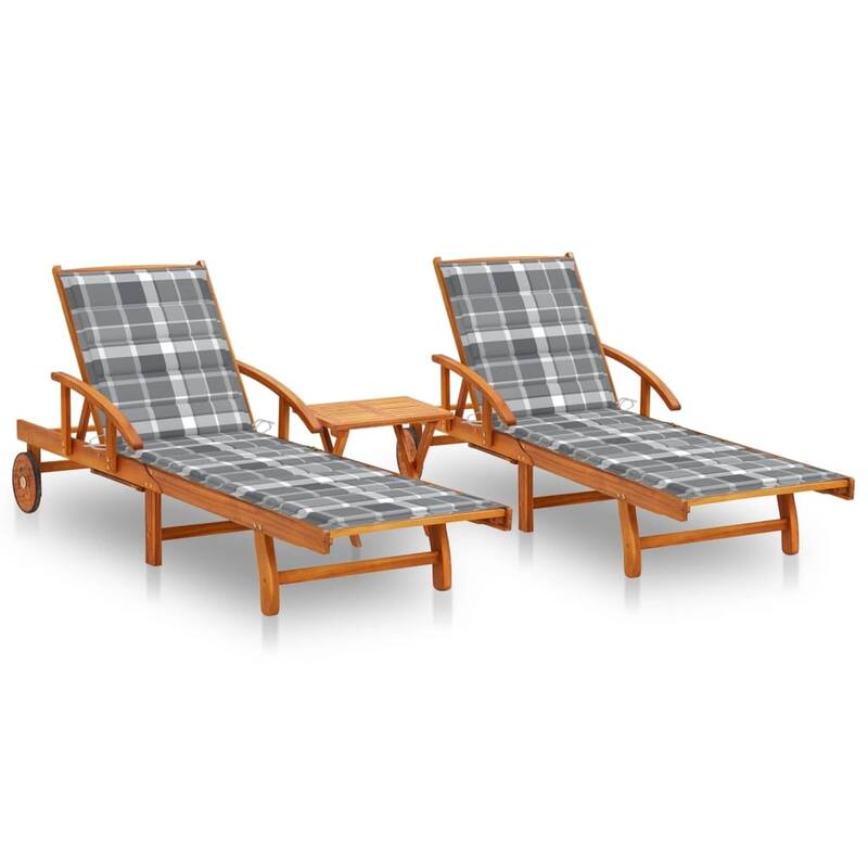 vidaXL Patio Lounge Chair Sunbed Sunlounger with Cushion Solid Acacia Wood