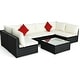 preview thumbnail 11 of 9, 7PCS Patio Rattan Furniture Set Sectional Sofa Cushioned Glass Table