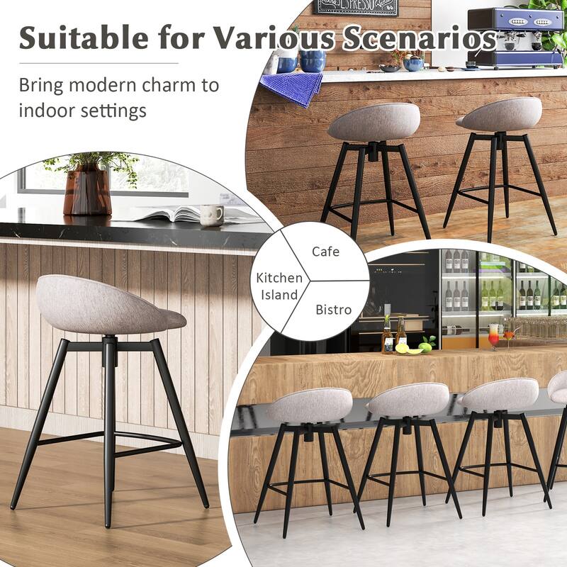 Gymax 25'' Upholstered Bar Stools Set of 2 w/ Footrest Backrest &
