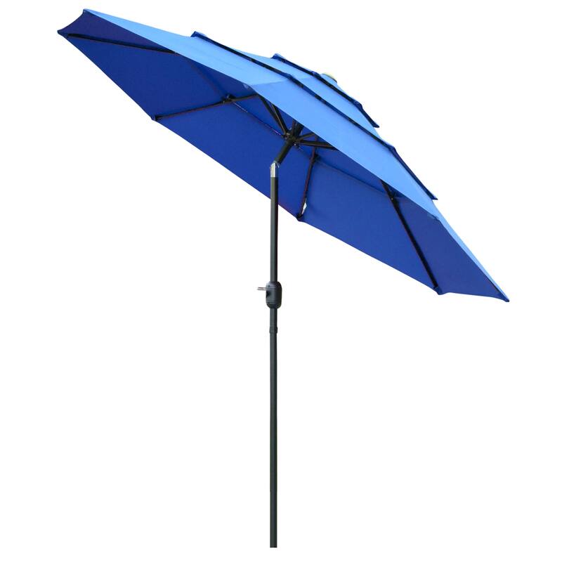 9FT 3 Tiers Patio Umbrella Outdoor Market Umbrella with Crank