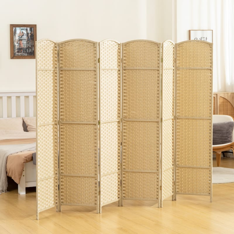 HOMCOM Room Divider, 6 Panel Folding Privacy Screen, 5.6' Tall Freestanding Wall Partition - Multi