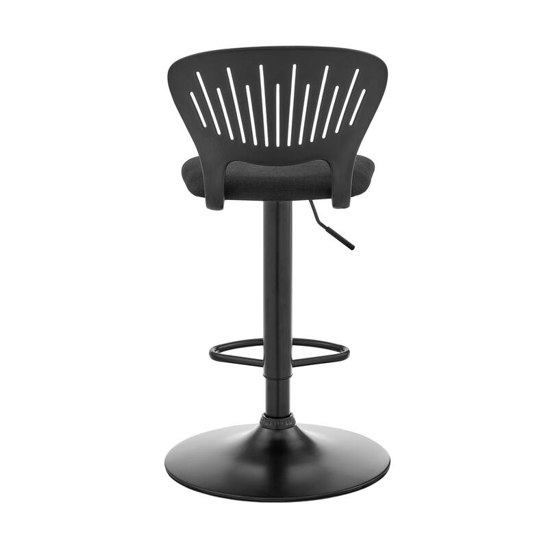 23" Black Adjustable Bar Stool with Round Seat Swivel Base and Comfortable Foam Cushion for Dining - 42" H x 16" W x 17" D