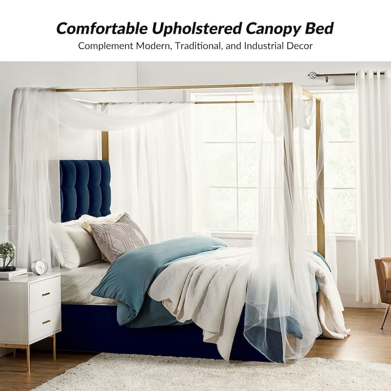Milton Contemporary Upholstered Queen Size Canopy Bed by HULALA HOME